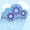 Cloud gears rain vector