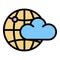 Cloud global space icon color outline vector