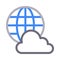 Cloud globe thin color line vector icon