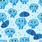 Cloud happy cute blue seamless pattern