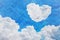 Cloud heart background with paper texture.