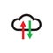 Cloud hosting icon design. Computing technology sign. Download and upload arrows symbol. Vector illustration.