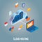 Cloud hosting vector isometric illustration