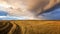 Cloud, a hurricane in a rural field in autumn, Russia, Ural