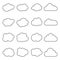 Cloud icon in line style. Set of art clouds shape in flat linear style. Outline simple black cloud of sky. Storage solution