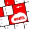 Cloud icon with wealth word on computer keyboard key