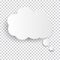 Cloud Icon, white thought bubble on transparent checked background for Infographic design. Vector Illustration