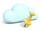 Cloud icon with yellow thumbtack 3D