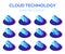 Cloud Icons Set. Cloud Technology. 3D Isometric Icons Set. Cloud Storage. Created For Mobile, Web, Decor, Application. Perfect for