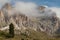 Cloud inversion over mountain range in Dolomites