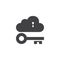 Cloud with key and keyhole vector icon