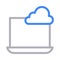 Cloud laptop thin color line vector icon