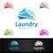 Cloud Laundry Dry Cleaners Logo with Clothes, Water and Washing Concept