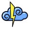 Cloud, lightning icon. Line art. White background. Social media icon. Business concept.