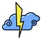 Cloud, lightning icon. Line art. White background. Social media icon. Business concept.