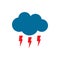 Cloud with lightning silhouette weather icon. Flat vector illustration.