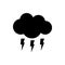 Cloud with lightning silhouette weather icon. Flat vector illustration.