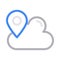 Cloud location vector color line icon