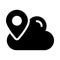 Cloud location vector glyph flat icon