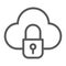 Cloud and lock line icon, data and protect, cloud security sign, vector graphics, a linear pattern on a white background