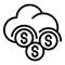 Cloud money icon outline vector. Passive income