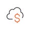 Cloud money line icon. Dollar symbol, coin, cost. Finance concept. Can be used for topics like business, finance management,