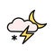 Cloud, moon, lightning, snow icon. Simple color with outline vector elements of forecast icons for ui and ux, website or mobile