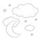 Cloud with moon Simple hand drawing vector illustration