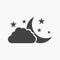 Cloud with moon and stars icon.