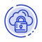 Cloud, Network, Lock, Locked Blue Dotted Line Line Icon