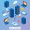 Cloud network vector flat isometric illustration