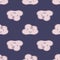 Cloud in nigth sky seamless pattern. Hand drawn character sleeping cloudy wallpaper.