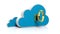 Cloud online storage icon with golden key