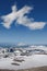 The cloud over Vilyuchinsky volcano shaped like a giant dragon, view from the slope of Gorely volcano, Kamchatka Peninsula