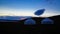 Cloud over the yurts at the shore of Song Kol Lake at dawn, Kyrgyzstan