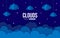 Cloud paper cut night darkness blue sky flat style