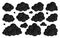 Cloud paper cut weather black info banner flat set