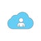 Cloud and person colored icon vector design illustration