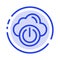 Cloud, Power, Network, Off Blue Dotted Line Line Icon