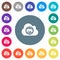 Cloud printing flat white icons on round color backgrounds