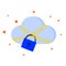 Cloud protection. Cloud computing security. Vector concept illustration