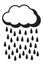 Cloud with rain. Black vector illustration