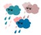 Cloud rain cute kawaii set in cartoon style