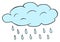 Cloud with rain drops clipart. Weather forecast for rain icon. Vector water drops illustration