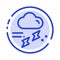 Cloud, Rain, Rainfall, Rainy, Thunder Blue Dotted Line Line Icon