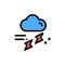 Cloud, Rain, Rainfall, Rainy, Thunder  Flat Color Icon. Vector icon banner Template