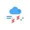 Cloud, Rain, Rainfall, Rainy, Thunder  Flat Color Icon. Vector icon banner Template