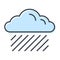 Cloud with rain, vector isolated flat icon, weather design element.