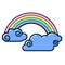 Cloud,  rainbow icon. Line art. White background. Social media icon. Business concept. Sign, symbol, web element.