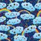 Cloud rainbow love music note seamless pattern